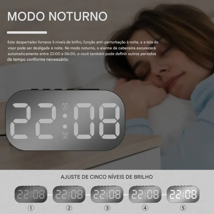 Relógio Led Espelhado Neohousi - Neohousi