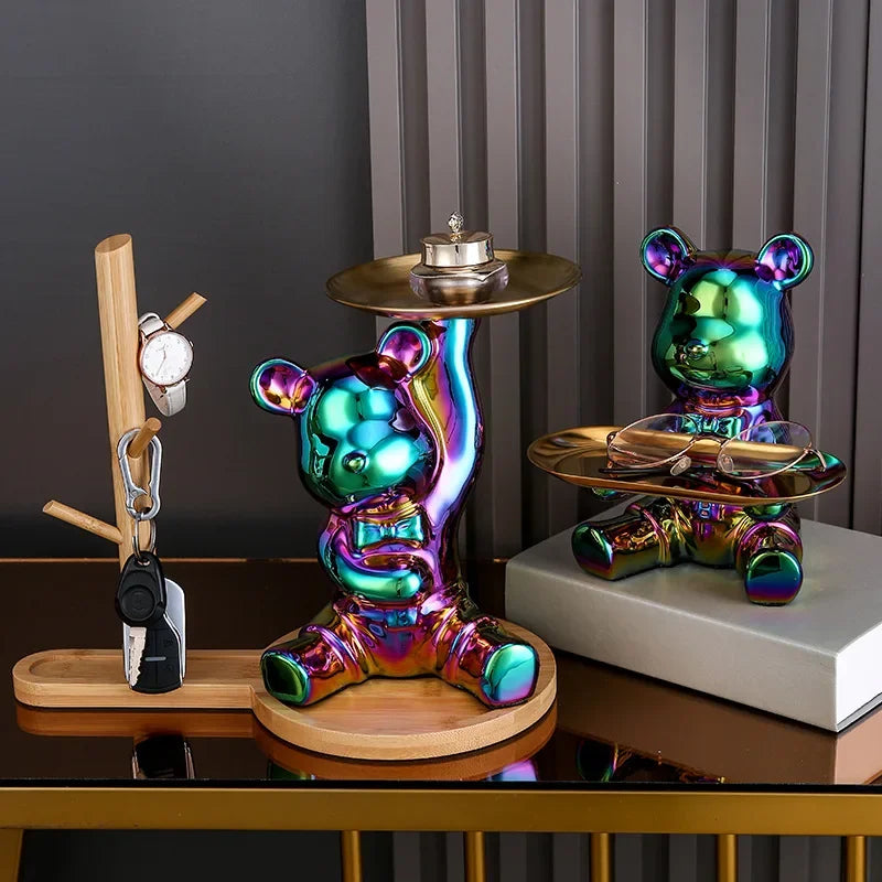 Escultura Decorativa Urso com Bandeja - Neohousi
