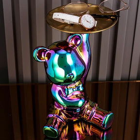 Escultura Decorativa Urso com Bandeja - Neohousi