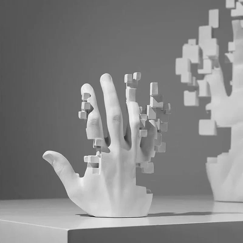 Escultura Mão em Mosaico – Arte em Resina com Design Abstrato - Neohousi