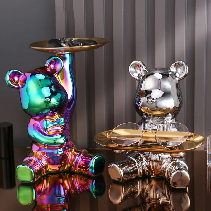 Escultura Decorativa Urso com Bandeja - Neohousi