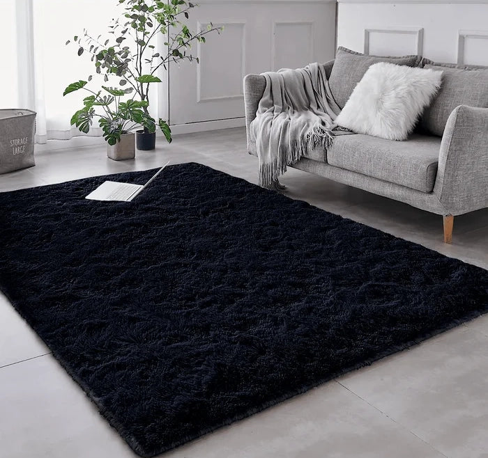 Tapete Felpudo Preto Plush - Neohousi