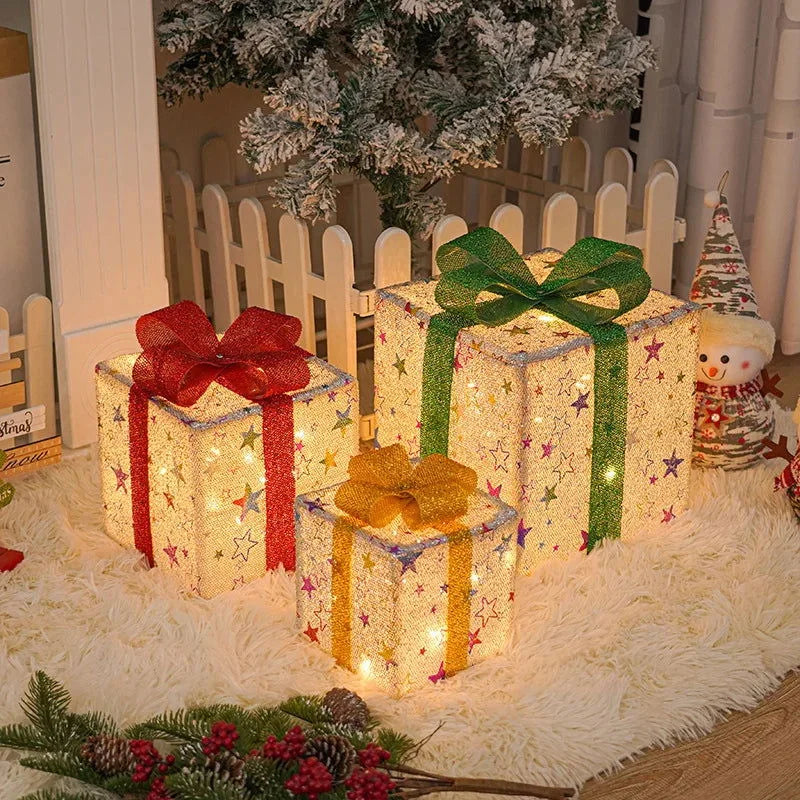 Caixa de Presente Iluminada com Laço para Decoração - Neohousi