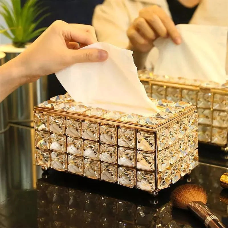 Porta-lenço de papel decorativo dourado para lavabo