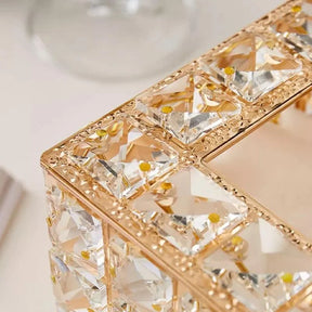 Porta-lenço de papel decorativo em cristal, acabamento dourado