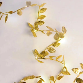 Cordão de Luzes Led Decorativo com Folhas Douradas - Neohousi