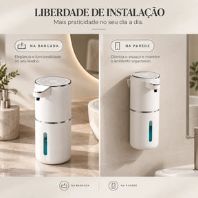 Dispenser Aera na bancada ou fixado na parede com os adesivos inclusos