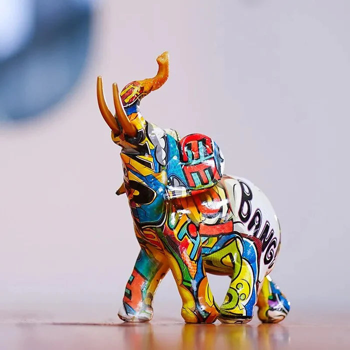 Escultura Decorativa Elefante Graffiti - Neohousi