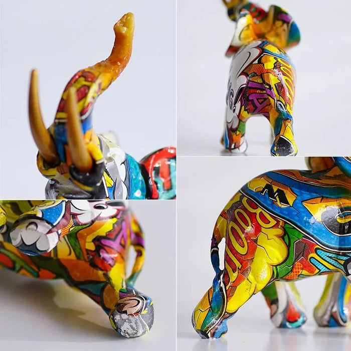 Escultura Decorativa Elefante Graffiti - Neohousi