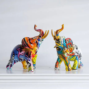 Escultura Decorativa Elefante Graffiti - Neohousi