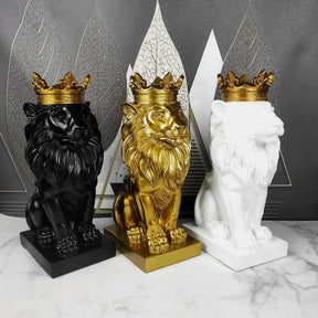 Estatueta Decorativa Leão Imperador - Neohousi