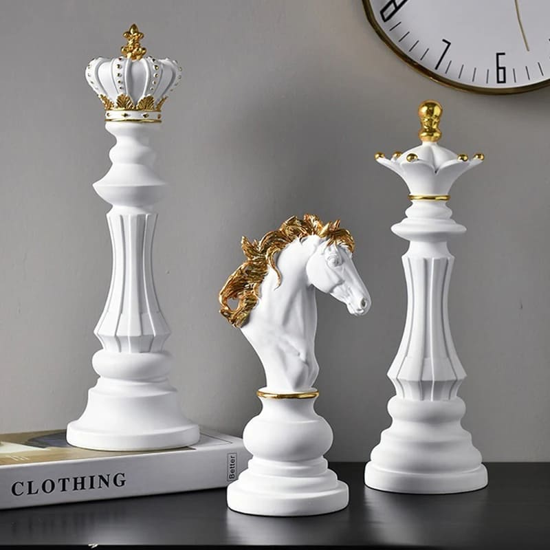 Estatueta Decorativa Peças de Xadrez em Resina - Neohousi