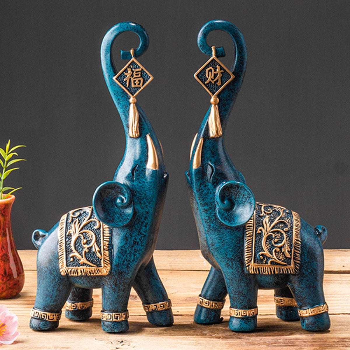 Estatuetas Elefantes da Fortuna - 2 Peças - Neohousi