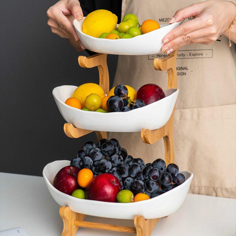 Fruteira de Mesa Moderna em Bambu - 2 a 3 Andares - Neohousi
