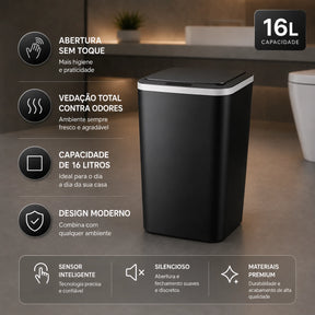 Lixeira Inteligente SmartBin™ com Sensor de Movimento Recarregável USB