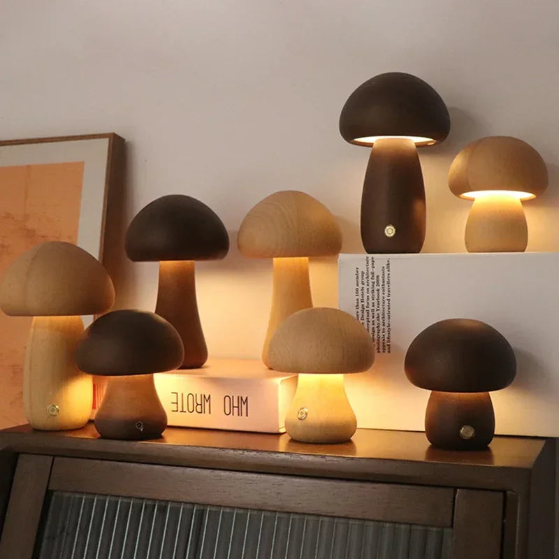 Luminária de Mesa Mushroom Led Recarregável com 3 Cores - Neohousi