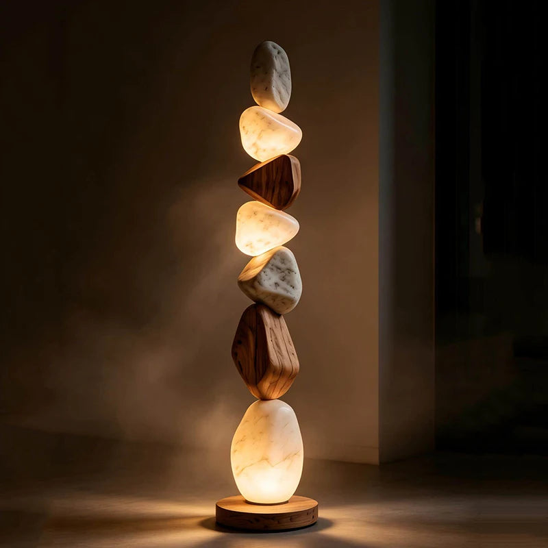 Luminária de Piso Coluna Moderna Orgânica Escultural Cairn