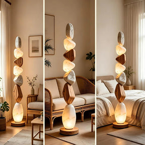 Luminária de Piso Coluna Moderna Orgânica Escultural Cairn