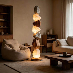 Luminária de Piso Coluna Moderna Orgânica Escultural Cairn