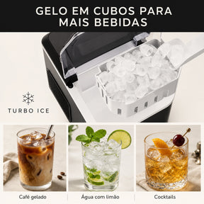 Máquina de Gelo Portátil Turbo Ice para Casa, Bar e Área Gourmet 110V