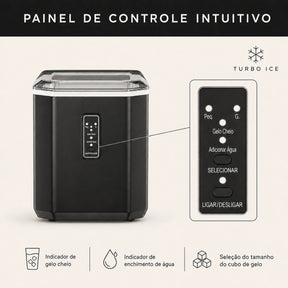 Máquina de Gelo Portátil Turbo Ice para Casa, Bar e Área Gourmet 110V
