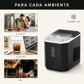 Máquina de Gelo Portátil Turbo Ice para Casa, Bar e Área Gourmet 110V
