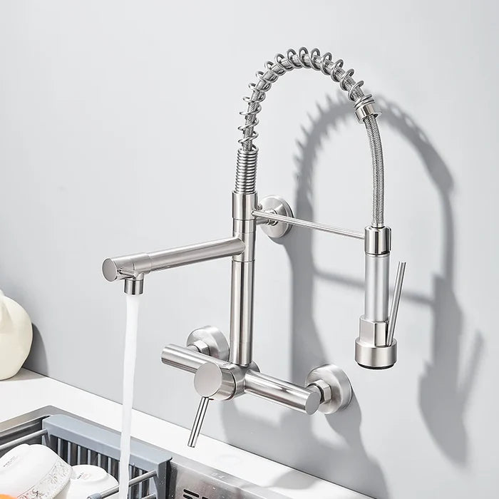 Torneira Gourmet Cozinha Monaco de Parede com Misturador e Jato Extensível - Neohousi
